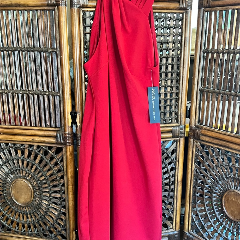 RACHEL Rachel Roy Red Halter Long Sleeve Sundress
